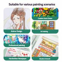 36/48/60/80/120 Colors Dual Tip Markers, White Barrel Soft Tip And Chisel Tip, Large Capacity Waterproof Quick Drying Ink, No Leakage High Coverage Pen, Suitable For Rock Canvas Wood Fabric Glass, Premium Back To School Art Supplies - Sets - View 12