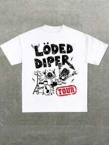 Plus Size Women's T-Shirts With Typography Inspired By The L'Ped Diper Brand, 100% Cotton, 220g, Casual Printed T-Shirt, Round Neck, Short Sleeve, For Going Out, Gift, Summer, Unisex.|Exquisite Design| Loose And Comfortable| Easy To Match| - 白色 2 - 查看 1