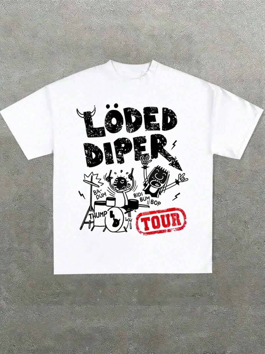 Plus Size Women's T-Shirts With Typography Inspired By The L'Ped Diper Brand, 100% Cotton, 220g, Casual Printed T-Shirt, Round Neck, Short Sleeve, For Going Out, Gift, Summer, Unisex.|Exquisite Design| Loose And Comfortable| Easy To Match| - 白色 2 - 查看 1