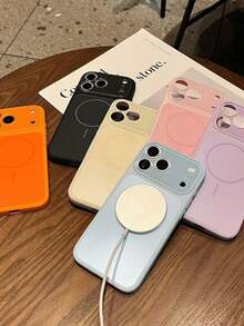 Luxury Liquid Silicone Candy Color Camera Protection + Matte Back Ultra-Thin Phone Case Compatible With IPhone 17 ProMax 17Pro 17 16 14 13 Pro Max Solid Color Soft Back Cover - Pink - View 6