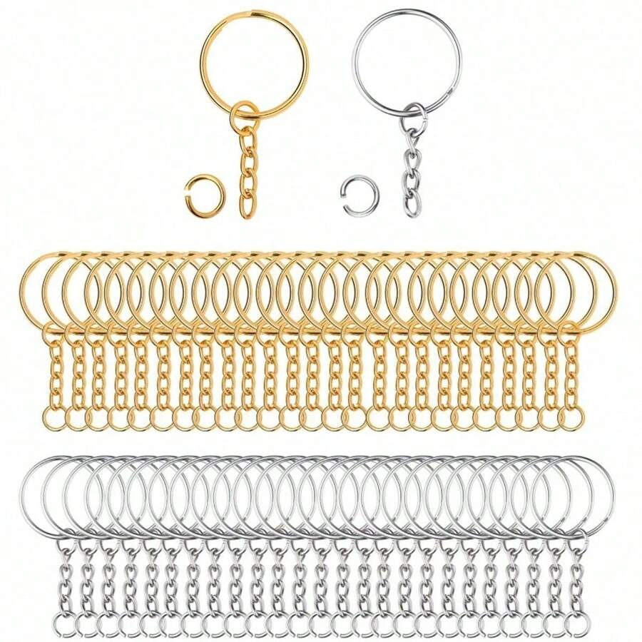 60/30Pcs 25mm Key Rings Chains Key Holders Accessories For Bags, Phones, Pets & More Gift Souvenir Car Accessories Bag Charm School Cute Goth Y2k - Gold - View 1