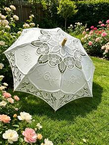 1pc Women's Fashionable Elegant Lace Parasol - Lace Umbrella - Suitable for One Person - View 4