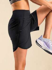 Women's Quick-Dry High Waist Sports Shorts, 5-Inch Activewear Running Fitness Cycling Shorts With Pockets, Lightweight Outdoor Workout Yoga Essential For Summer - Black - View 5