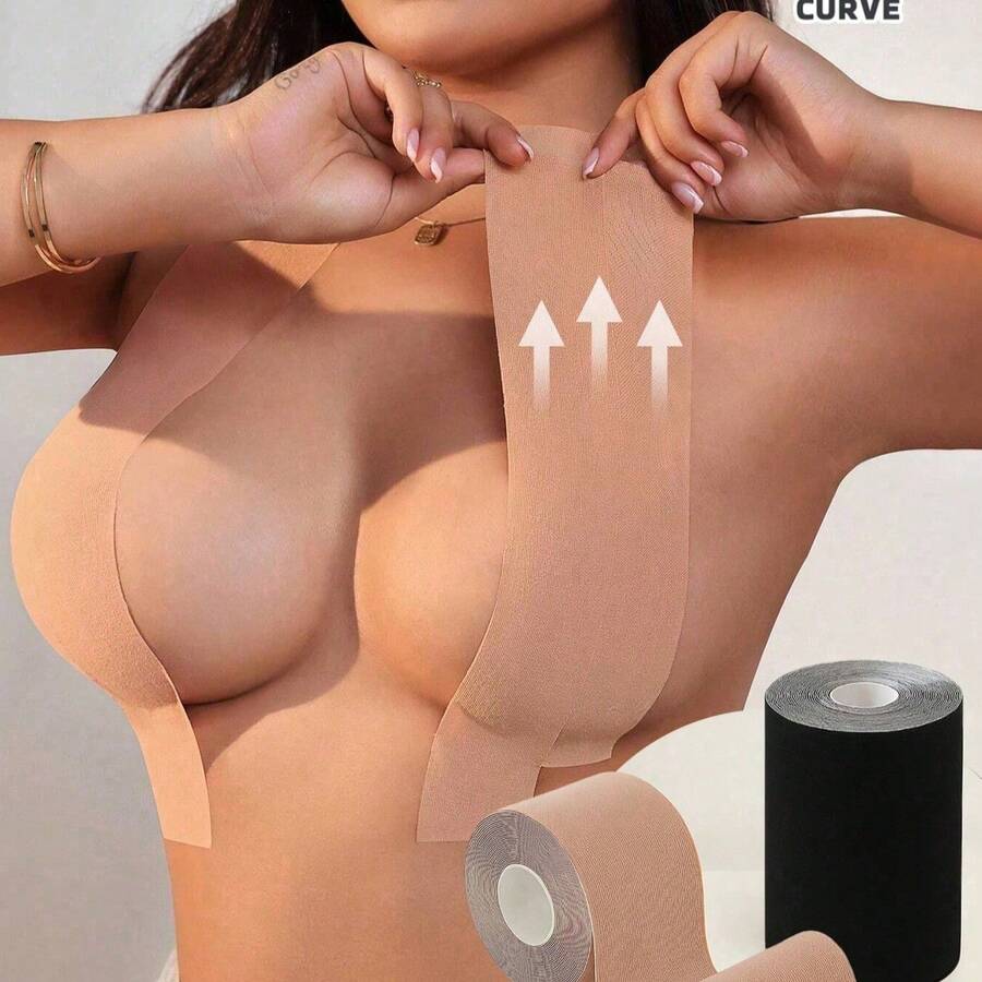 1 rouleau de 5m de ruban adhésif invisible de levage, patch de poitrine anti-affaissement imperméable, ruban corporel respirant anti-frottement pour femmes grandes tailles. Convient aux robes dos nu/épaules dénudées, aux maillots de bain. Idéal pour le quotidien, les vacances, les fêtes, les rendez-vous. Fête des mères, rentrée scolaire, saison des remises de diplômes