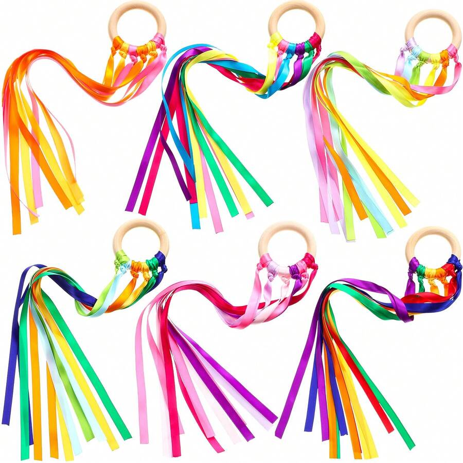 1/4/6pcs Ribbon Set, Includes Dance Ribbon, Handheld Kite, Throwable Wand And Wooden Ring Wand, Ribbon, Birthday Sash, Suitable For Wedding, Bride, Wedding Decoration, Wedding Arrangement, Bachelorette Party, Party Supplies And Wedding Ribbon