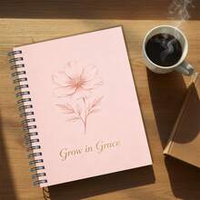 DANPERJI 1pc A5 Spiral Bound Daily Planner Notebook, Journal With Pink Floral Sketch & "Grow In Grace" Print, Lined Diary For Students, Office Workers & Self Care Planning, Ideal Gift For Women & Back To School School Supplies - Flowers - View 5