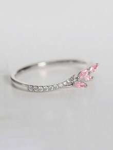 1 chiếc nhẫn đá Cubic Zirconia tinh tế, phù hợp cho nữ, có thể đeo trong các dịp cưới hỏi, tiệc tùng, lễ đính hôn, kỷ niệm, quà tặng Ngày Valentine, quà tặng cho mẹ, Ngày của Mẹ. - Hồng - Xem 4
