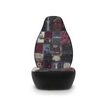 2pc Goth Patchwork Car Seat Cover Set, Print Faux Illusion Patchwork Crochet Quilt Car Seat Cover Interior Gothic Vintage Preppy New Driver Gift - I - 查看 4