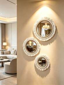 OBOVAY 1Pc/2pcs/3pcs Handmade Boho Woven Wall Decor Mirror Set,Boho Style Living Room Home Wall Decor,Exquisite Fantasy Craftsmanship Wedding Wall Decor,Easy Install, All Season Use,For Christmas & Halloween Gifts,Home Decor-For Living Room,Bedroom,Garden - Beige - View 16