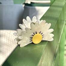 1pc Sweet Acetate Cute Half-Round Daisy Flower Hair Claw Clip, Perfect For French Gentle Style, Forest Pastoral Style, Japanese Fresh Style Outfits - Multicolor - View 8