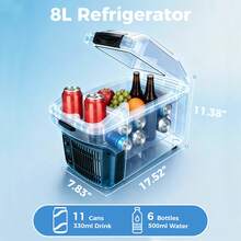iceBlue 8L Mini Portable Car Refrigerator Dual Power Supply Type-C & Vehicle Power Cooling Box With Shoulder Strap For Outdoor Camping Travel Picnic - US A Type Plug(110-127V) - View 3