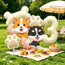 1 Set Cute Puppy Theme Balloon Decoration Set, Includes White Numeric Balloons, Dog-Shaped Balloons, Paw Print Balloons, Bone Balloons, Flower Balloons, Suitable For Children's Birthday Surprise, Dog-Themed Party, Kids' Gathering, Nursery Decor, Pet Celebration Events, Or Baby Shower - View 15