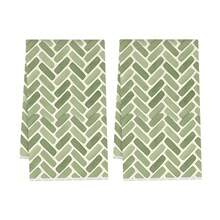 2pcs Green Geometric Pattern Printed Kitchen Towels, 100% Polyester Kitchen Cleaning Cloths, Suitable For Restaurant, Kitchen And Home Decor; Quick-Drying, Lightweight, Fade-Resistant, Low-Shedding, Anti-Mildew, High Color Fastness, Size 40*60cm - Multicolor - View 14