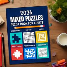 1 pieza Colección de juegos de rompecabezas, que incluye acertijos, sudoku, laberintos y talla grande, con páginas interiores desmontables, excelente opción para el ocio y el entretenimiento, adecuado como regalo (bolígrafo no incluido) - A - Ver 4