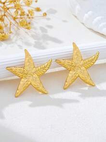 1 Pair Fashionable Versatile Vintage Starfish Elegant Stud Earrings - Golden - View 1