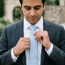 Set Of 5 Light Gray Formal Ties For Groomsmen, Weddings, Events, And Conferences - 藍色寧靜號 - 查看 7