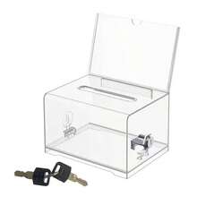 BUNKI 6.30" X 4.72" X 3.94" Transparent Donation Box With Lock, Signature Voting Box, Suggestion Box, Raffle Box, Piggy Bank (Excluding Sign Card) - Lock - View 10
