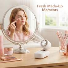 MINISO 手持冷敷風扇，2400mAh 便攜式迷你風扇，可折疊個人風扇，5 段風速調節與智慧數位顯示，USB 充電式小口袋風扇，適合旅行、化妝、辦公室、戶外使用，含 1 個掛繩 - A-白色 - 查看 9