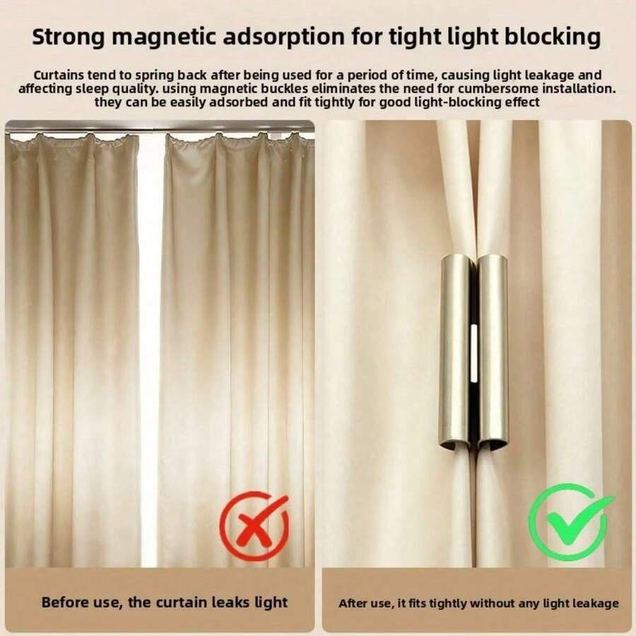1/2/4/8 piezas Clips magnéticos para cortinas, sujetadores de cortinas sin taladro, hebillas magnéticas fuertes para cortinas, clips autoadhesivos para cerrar la brecha de las cortinas, clips metálicos reutilizables para fijar cortinas, bloqueo de luz y anti-fuga de luz, hebillas magnéticas para cortinas opacas, clips magnéticos para cerrar y fijar cortinas sin clavos ni costura, accesorios para cortinas opacas para el hogar y dormitorio, sin necesidad de taladrar, bloqueo de luz y anti-transparencia, sujetadores de cortinas, clips para cerrar y fijar cortinas firmemente, clips de cortina para privacidad en dormitorio / sala de estar / oficina, accesorios de cortina plateados, adecuados para cortinas opacas y de privacidad, adecuados para uso en el hogar, dormitorio y oficina - multicolor - Ver 1