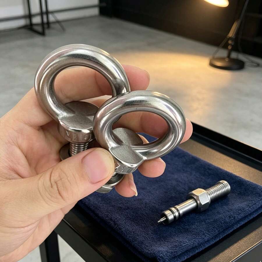 4pcs M10 Stainless Steel Eye Shoulder Bolts, Hex Drive Flat Head Semi-Threaded Bolts With Matching Nuts And Washers, Lifting Hoisting Fastening Screws - A - View 1