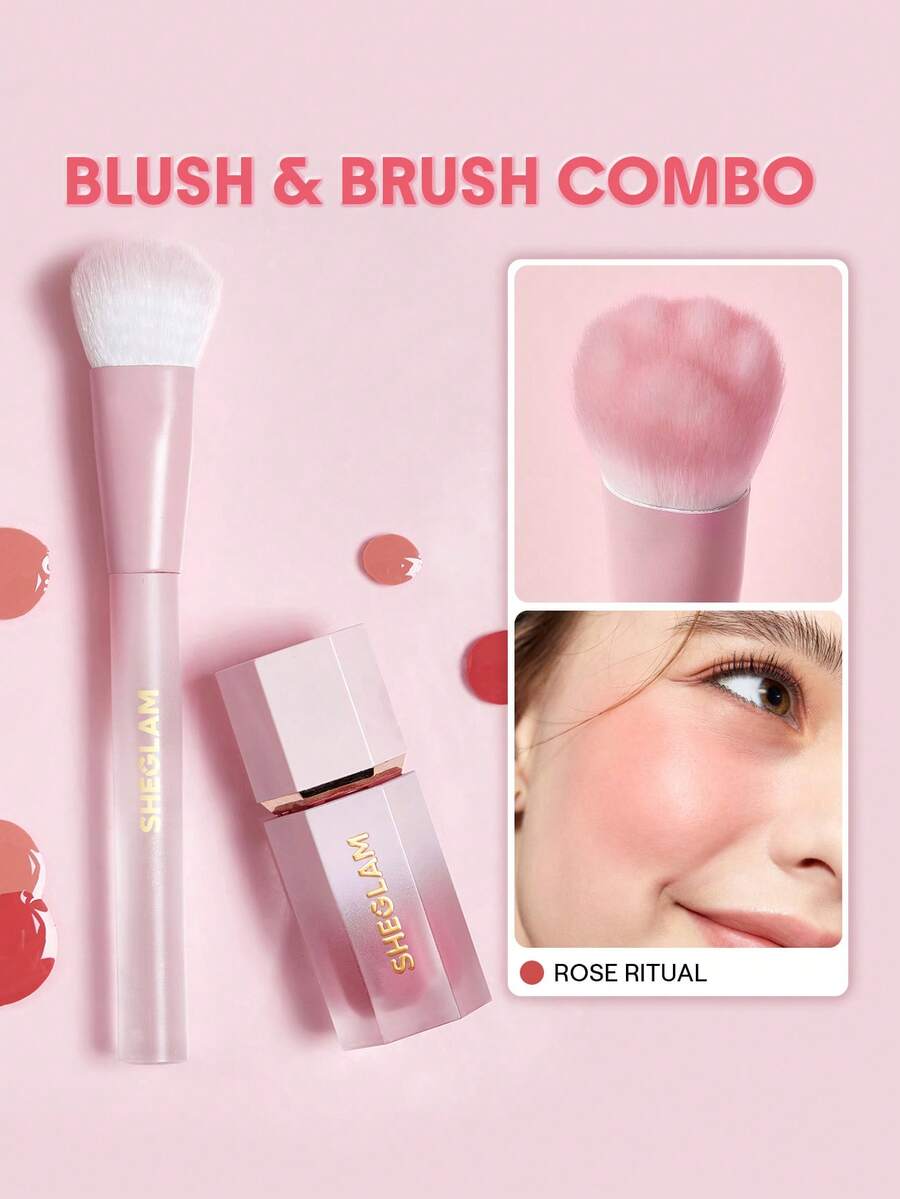 SHEGLAM [2 Pcs] Color Bloom Liquid Blush & Brush Bundle Set - Rose Ritual - View 1