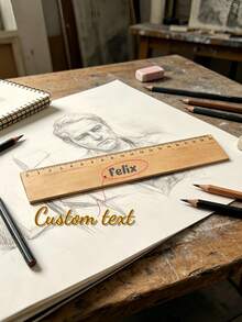 [Customized]Customized Name Wooden Ruler, Customizable School Gift, 20cm Measuring Tool, Perfect Back To School Or Birthday Gift, Math Tool - Multicolor - View 1