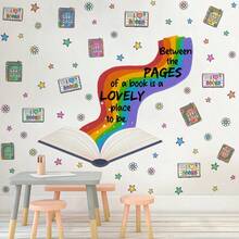 1pc Colorful Rainbow Book Quote Wall Sticker, Decorative Wall Decal For Children's Reading Corner, Waterproof Removable PVC Wall Sticker, Suitable For Classroom, Nursery, Study Room - View 5