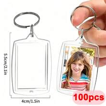 5/10/20/30/40/50/100PCs Acrylic Photo Frame Keychain Clear Picture Insert Blank Keyrings For Double-Sided Photos Holder DIY Party Guest Gifts - Multicolor - View 28