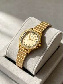 1pc New Elegant Casual Women's Vintage Gold-Tone Watch, Suitable For Easter, Halloween, Christmas, Mother's Day, Back To School, Student, Birthday, Holiday, Valentine's Day, Date, Business, Daily Wear, Gift, Music Festival, Wedding Season - Gold - View 2