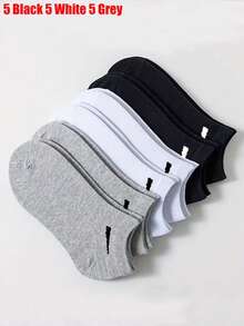 1/5/10/15 Đôi tất ngắn thường ngày Unisex, Đen/Trắng/Xám, Thấm hút ẩm, Tất cổ thấp thoáng khí cho mọi mùa - Nhiều màu - Xem 22