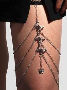 1pc Gold Multilayer Butterfly Leg Chain, Fashion Elegant Sexy For Daily Wear, Versatile Festival Gift (Handmade, 1-3cm Tolerance) - Multicolor - View 5