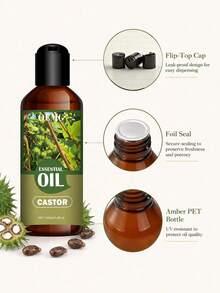 100ml Pure Castor Oil, High-Quality Essential Oil, Suitable For Home Aroma Diffuser, Humidifier, Rattan Diffuser And Lamps | Ideal For Aromatherapy, Humidifier | Daily Use, Elegant Fragrance, Father's Day Gift - Castor Essential Oil - View 6