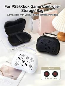 1pc Football Graphic Design Game Controller Storage Bag, Compatible With PS5 Gamepad/Game Controller, Comes With 2 Joystick Caps, Dust-Proof And Scratch-Resistant, Best Gift For Gamers - View 1