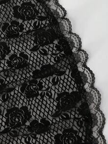 1件女款玫瑰刺繡半圓形披肩，一件式半圓形花卉刺繡披肩配波浪蕾絲邊，洋裝外搭披肩，適合日常通勤，四季皆宜 - 彩色 - 查看 7