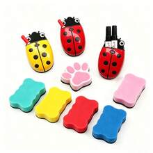 Randomly Selected 3-Piece Set Of Grooved Colorful Erasers - Dust-Free Chalkboard And Whiteboard Erasers With Cartoon Patterns, Suitable For Classroom, Office And Home Use - Learning Supplies For Teachers And Students / Random 6-Piece Set Of Cute Cartoon Dog Paw Chalkboard Erasers, (Red, Green, Blue, Purple, Yellow, Black) 6-Color Combination - Multiple Styles - View 4