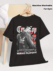 Men's Mirko Cro Cop Filipovic MMA Fighter T-Shirt - Black Combat T-Shirt With Red Accents, Featuring The Signature Design Of The Croatian MMA Legend - Heavyweight Cotton Blend Shirt, Suitable For Gym, Fan Gift, And Combat Sports Occasions - Machine Washable, Suitable For Activity Wear, Gym Attire, Breathable, Lightweight, And Casual Style. - màu đen - Xem 1