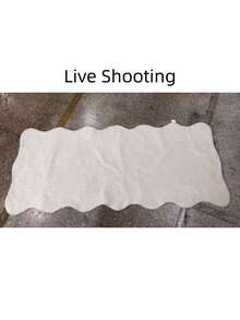 1件白色仿麻布純色不對稱造型地毯，房間裝飾，家居用品，門墊，客廳地毯，廚房墊，家居裝飾，臥室裝飾，浴室裝飾，易於清潔 - 白色 - 查看 9