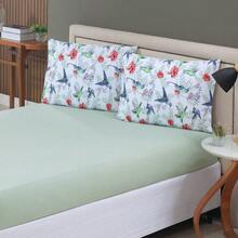 Single Bed Sheet Set, Printed, 100% Cotton Jersey Knit, With Elastic, 2 Pieces - 蜂鳥 - 查看 3