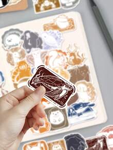 50pcs Doodle Animal Postmark Stickers-Stylish, Doodle Stickers-Perfect For Journals, Scrapbooks, Phone Cases, Laptops, Mugs, And Desktops-DIY Gifts - 50pcs/pack - View 7