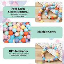 40Pcs Silicone Round Beads Set, 12mm Small Colorful Assorted Combination, Suitable For DIY Creative Bracelets, Necklaces, Backpack Charms And Other Creative Handicrafts - Multicolor - View 5