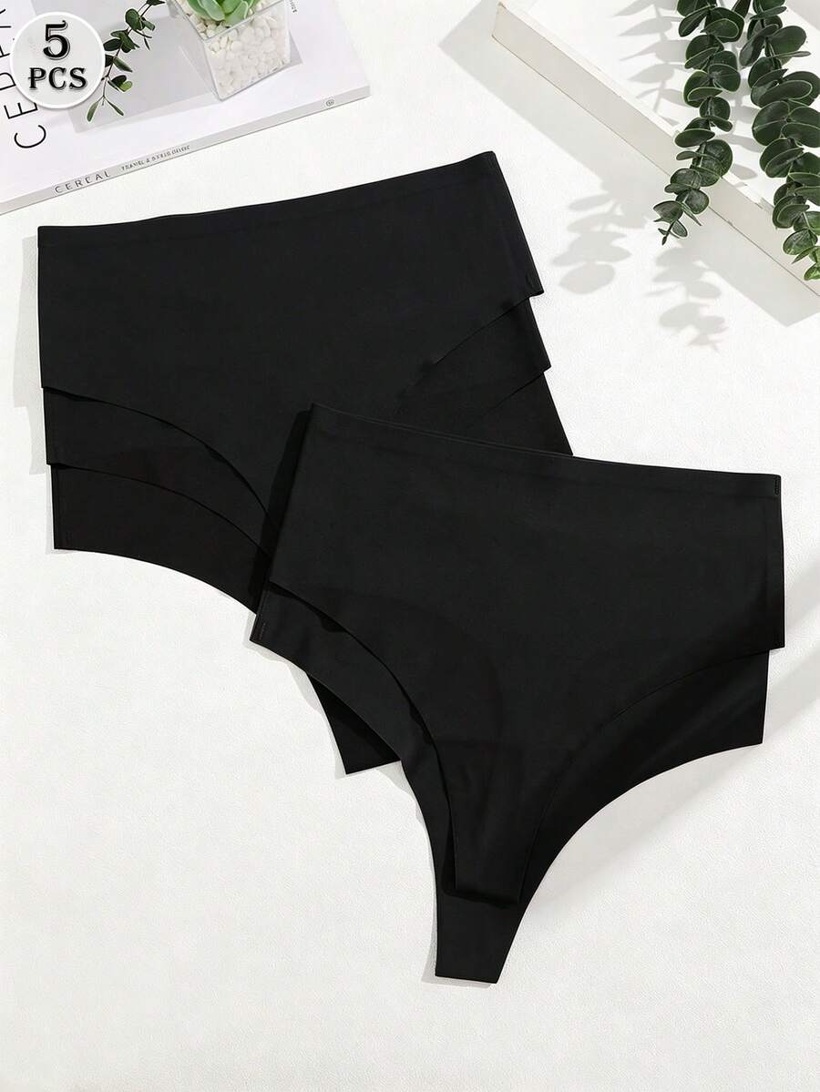 5件組無縫高腰性感女款丁字褲，摺邊防滑防捲曲女用內褲 XS-XXL