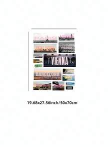 1pc Frameless Collage Fashion City Travel Wall Art Print, Minimalist Urban Poster For Apartment, Living Room, Bedroom, Dorm, Party Decoration, Best Gift Choice, Back To School, Funky Posters, Vintage Decor, College Dorm Essentials - City Travel - View 12