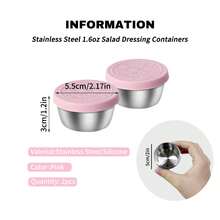 2/6pcs Portable Salad Dressing Containers, 1.6oz Small Stainless Steel Sauce Cups With Leak-Proof Silicone Lids, Suitable For Lunch Boxes, Picnics And Travel, Back To School Lunch Accessories, Kitchen Storage, Meal Prep - Multicolor - View 16