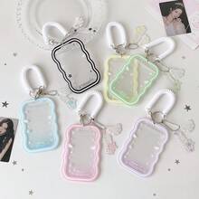 1 pieza Soporte de tarjeta acrílico con alas de ángel de 3 pulgadas, funda de exhibición de tarjeta de foto de ídolo para niñas, protector de marco de foto para estudiantes - Rectángulo - Ver 9