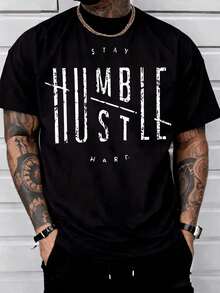 Men'S White Cotton T-Shirt With "" Graphic - Short Sleeve, Round Neck, Casual Style, Geometric Design, Perfect For Casual Attire, Everyday Tshirt | Bold Statement Shirt | Comfortable Fit - Black - View 7