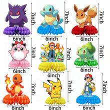 9pcs Honeycomb Desktop Decorations, Suitable For Themed Birthday Party Decor, For Kids - Multicolor - View 4