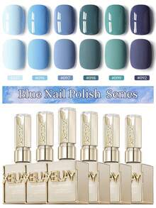 XEJAYI 6 Colors Blue Gel Nail Polish Set, UV/LED Soak-Off Nail Gel, Semi-Permanent, DIY Salon-Grade Nail Gel, Suitable For Spring & Summer - Multicolor - View 7