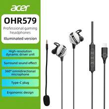ACER OHR579 Gaming In‑Ear Wired Headphones, Detachable Folding Microphone, Type‑C & 3.5mm Dual Connectors, Surround Sound For Game Footsteps, Effective Noise Reduction, Built‑In EQ Settings, Low Latency Gaming Earbuds - View 12