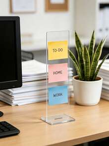 1pc Detachable Transparent Acrylic Memo Board With Memo Message Board Holder, 11.8 Inch Long Computer Screen Memo Clip, Black And Transparent Colors Available, Office Desk Accessory, Suitable For Vertical Sticky Note Display - Multicolor - View 8