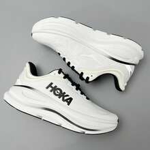 Hoka One One Bondi 9 道路跑鞋，透氣、輕量、緩震、防滑，適合四季穿著，白色，全天舒適 - 白黑色 - 查看 8